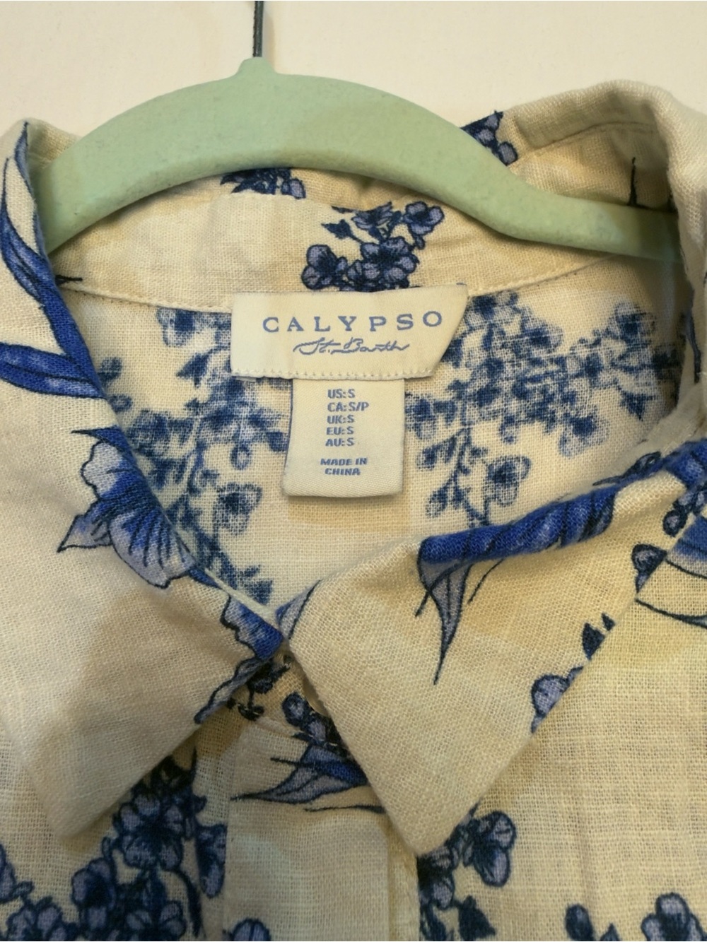 Calypso St. Barth Cream and Blue Floral Tie-Waist Mini Dress Size Medium NWT - Picture 4 of 7